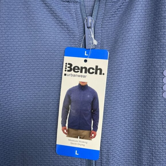 NEW Bench Men's L Blue Full-Zip Mock neck Quick Dry Sweatshirt - Picture 8 of 10